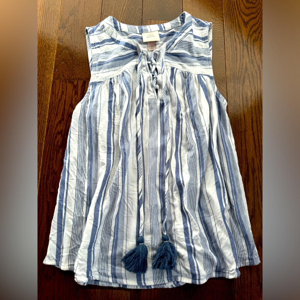 EUC Knox Rose Blue and White Striped Sleeveless Top